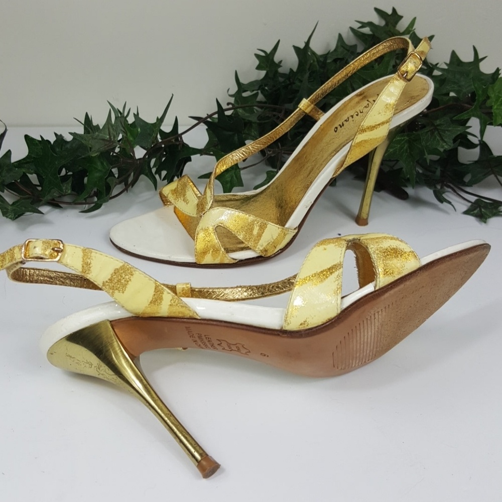 Marciano Metallic Gold Slingback Sandals Heels